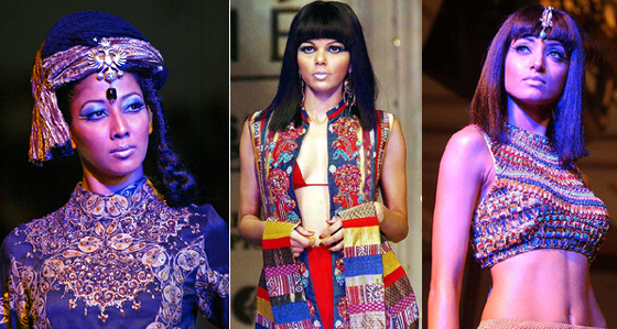 Models display creations by designers Ashima and Leena