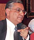 GAIL CMD Proshanto Banerjee addresses a press conference in New Delhi on Wednesday. 