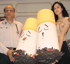 Dr. K.K. Aggarwal, executive vice chairman, Heart Care Foundation of India, during the launch of the campaign against tobacco in the Capital on Wednesday.