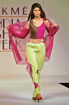 Models display designers creations at the Fifth Lakme India Fashion Week in New Delhi