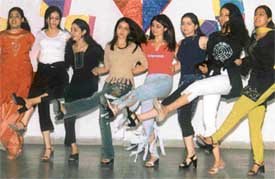 Students of GNIMT present a group dance at a farewell party in Ludhiana