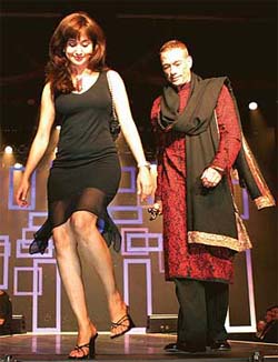 Bollywood actress Urmila Matondakar with Hollywood Actor Jean Claude Vandamme at the Bollywood Fashion Awards in Atlantic city, USA