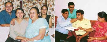 Gagandeep Gambhir (left) and Madhur Verma with their families in Ludhiana after making it to the Indian Civil Services