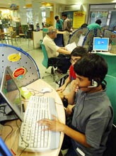 Inside a high-speed broadband Internet cafe