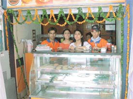 Sisters Sandeep and Navneet take the first-day orders at their newly opened eatery, Khansama, in Sector 8