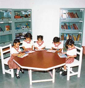 A well-equipped library inculcates love for reading in young students at Anees School, Mohali