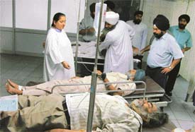 The injured being treated at DMC Hospital