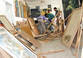 The gallery of Delhi College of Arts where as many as 24 paintings of students were stolen in the Capital on Monday. 