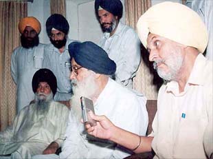SAD chief Parkash Singh Badal addresses a press conference in Patiala on Monday. 