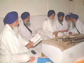 Sikh high priests during a meeting at the Akal Takht secretariat in Amritsar on Tuesday.