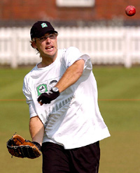 New Zealands Daniel Vettori takes part in a practice session at Lord's cricket ground in London