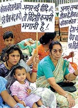 Activists of the Alert Womens Rights Protection Society protesting against soft drinks at Jantar Mantar in the Capital on Wednesday