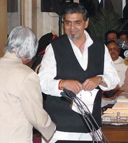Delhi Sadar MP Jagdish Tytler during the oath taking ceremony at Rashtrapati Bhavan in the Capital on Saturday.