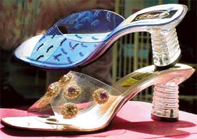 Sandals embellished with swarovski and transparent heels are a cool summer footwear.