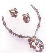 Stone jewellery set in platinum and white gold, launched by Nathumal and Sons