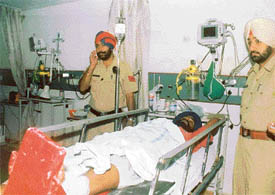 Paramjit Singh who was injured in a robbery near Dhandari Kalan in Ludhiana