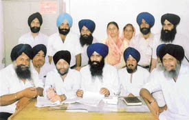 Office-bearers of the Danga Peerit Welfare Society address a press conference in Ludhiana