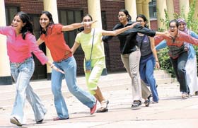 Class X students making merry in the Capital