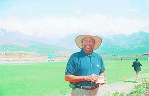 Syed Kirmani at the Dharamsala cricket ground. 
