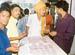 A view of the busy lottery market near the Clock Tower in Ludhiana, which is a haven for satta bookies.