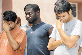 The Nigerian national and the two DU students who have been arrested by the Delhi Police Special Cell for their involvement in a cocaine racket.