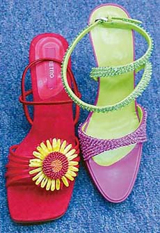 Shoes go Boho. Sunflower motifs, sequined uppers are in vogue