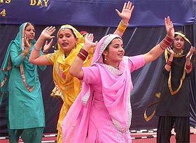 Students of Army Public School present a dance item on the occasion of 18th founders day of the institute at Dagshai on Tuesday.