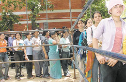Admission seekers throng KM College on the second day.