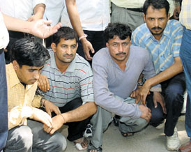 The members of the Kishan Pahelwan gang, who were arrested by the Special Cell of Delhi Police in the Capital