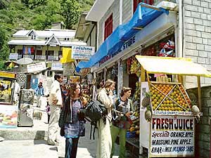 The bazaar in the village bustles with activity