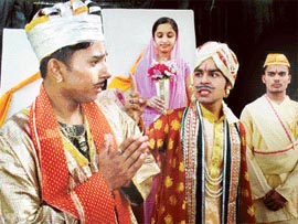 Artistes of the NTAS perform a play Andher Nagari directed by Pran Sabharwal in Patiala on Sunday. 