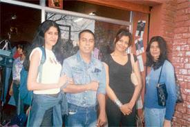 Chandigarh-based designer Rachhan Ahluwalia with models Akanksha, Jaishree and Shivani at a show