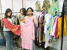 Causing sensation: Delhi-based designers diasplay their range of garments during an exhibition in Chandigarh