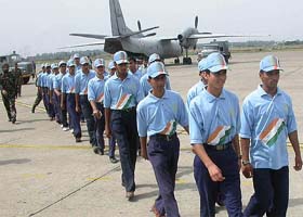 Students from Rajouri during a visit to the local Air Force Station under a programme sponsored by the Army in Chandigarh