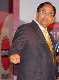 Mr M.S. Ramachandran, Chairman of IndianOil Corporation Ltd, addresses the media to announce the financial results of the company