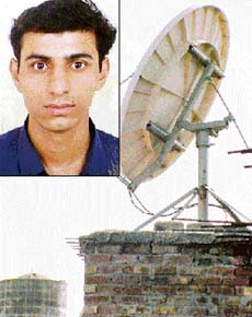A dish antenna where Ashu Sharma got electrocuted in Phase 9, Mohali on Tuesday. (inset) Ashu Sharma
