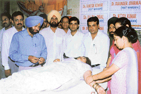 A blood donation camp organised by the civil defence unit in Ludhiana