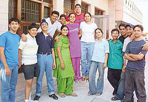 Abhishek Aggarwal (fourth from right) along with students of TIET and Budha Dal Public School, who want sponsors to enable them to participate in a NASA space programme in the USA.