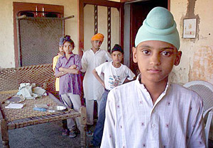 Paramjit Singh at a neighbour’s house at Sirhind in Fatehgarh Sahib on Friday