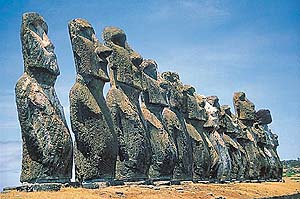 The stone sculptures of Easter Island have been carved out of volcanic rock