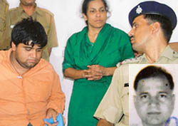 Chandrashekhar Pandey and his mother who allegedly murdered Vijay Kumar Pandey