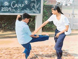 Students of Josephs School show their skills in martial arts learnt during the summer camp