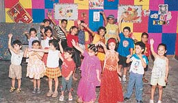 Children participate in a summer camp, being organised by Little Wonders in Swastik Vihar, Panchkula