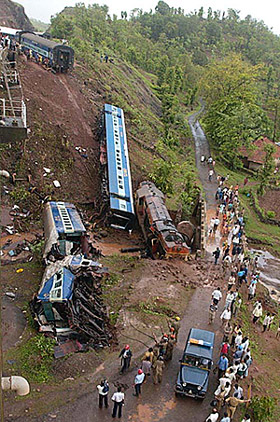 Derailed coaches of the Matsyagandha Express