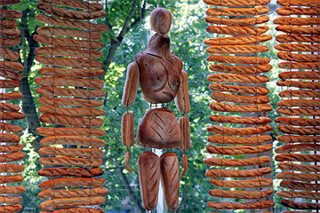 A model made of bread is put on display at the Cartier Foundation for Contemporary Art