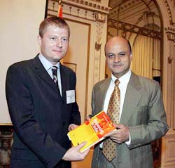 The Consulate General of India, P. Rath, along with the author, Mark Kobayashi Hillary, releasing the book