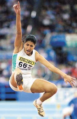 Anju competing in the World Indoor Athletics Championships in England