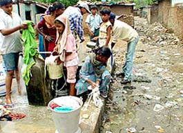 Despite posing a health hazard, colony residents in Sector 25 continue to use water drawn from shallow hand-pumps and non-chlorinated water sources for drinking purposes.