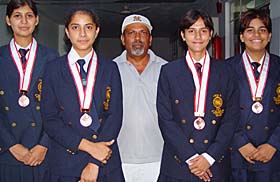 Skating eves from Panchkula Suruchi, Renuka (coach AD Sharma), Chandita Kamboj and Smriti, who took part in the 10th Asian Roller Skating meet held in Japan. 