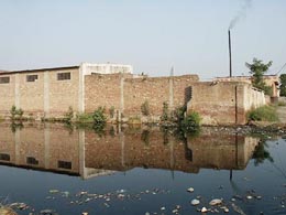 Dyeing units releasing chemical pollutants in Panipat city.